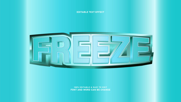 Freeze editable text effect 3d cyan ice and cold font style