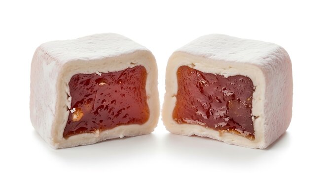 Cut mochi filled with red bean paste