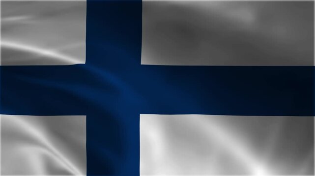 Finland Flag Waving: Realistic Fabric Texture Loop Video of Finnish National Emblem with Nordic Cross, European Country Identity, Helsinki Celebration Independence Day Event Motion Background Graphic