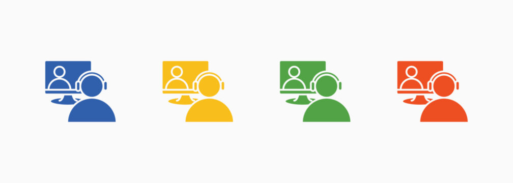 Online Meeting Icon Set Color Multiple Style Collection Illustration
