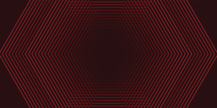 red glow hexagon tunnel loop. Seamless 4K animation. Abstract motion screen background with animated loop box. Glowing neon frames with bright colors on a black background. 3D rendering