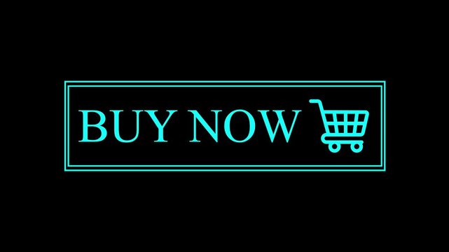 Buy now button animation with shopping cart icon, promoting online shopping and e-commerce transactions