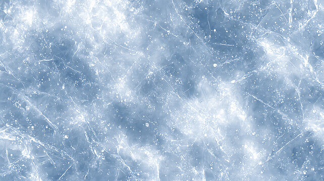 Frosty watercolor surface with abstract blue ice texture and soft clouds