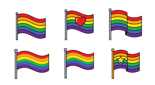 Collection of rainbow flags for diversity and equality representation