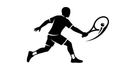 Obraz premium Black pictogram of a tennis player swinging a racket