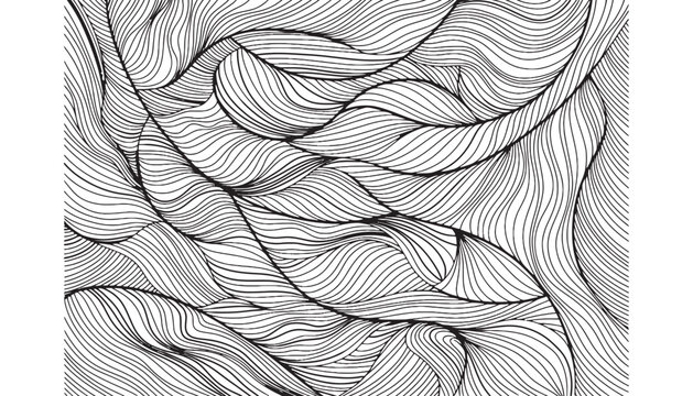 Abstract wavy lines pattern seamless flowing monochrome background