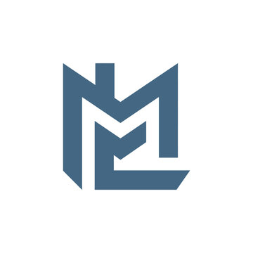 Abstract geometric ML letter logo in blue