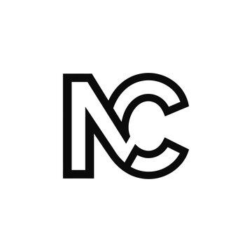 Interlocking letters NC minimalist vector logo.