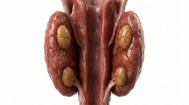 Anatomical illustration of the parathyroid glands