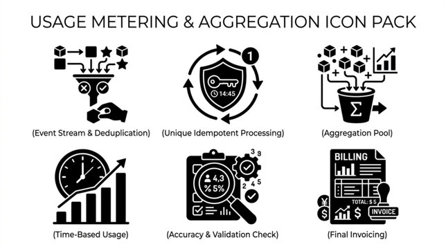 RJ NJ4N8L VF icon depicts usage metering aggregation concept with industrial tools