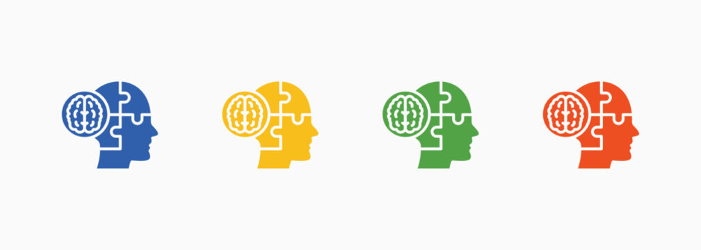 Intelligence Quotient Icon Set Color Multiple Style Collection Illustration