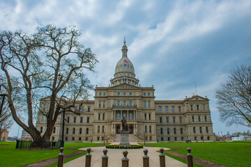 Fototapeta premium Michigan State Capitol is the legislative government of Michigan State, at 100 N Capitol Ave, Lansing, Michigan MI, USA. 