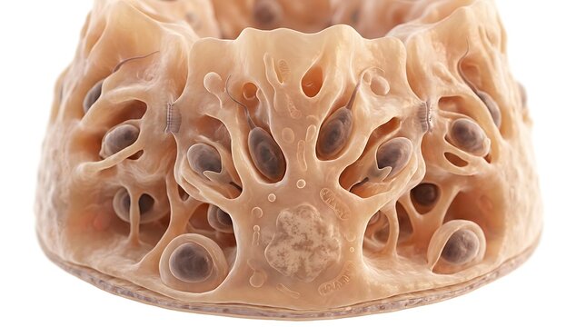 3d render of sertoli cell supporting developing sperm cells in the seminiferous tubule
