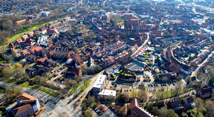 Obraz premium Aerial view around the old town of the city Coesfeld in Germany on a sunny late winter day