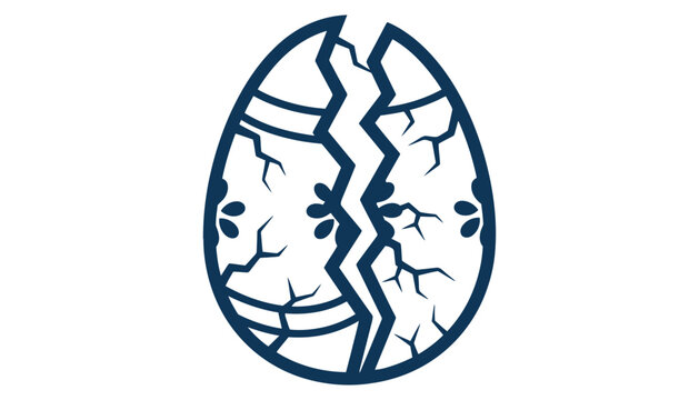 Broken easter egg icon with decorative pattern celebration seasonal