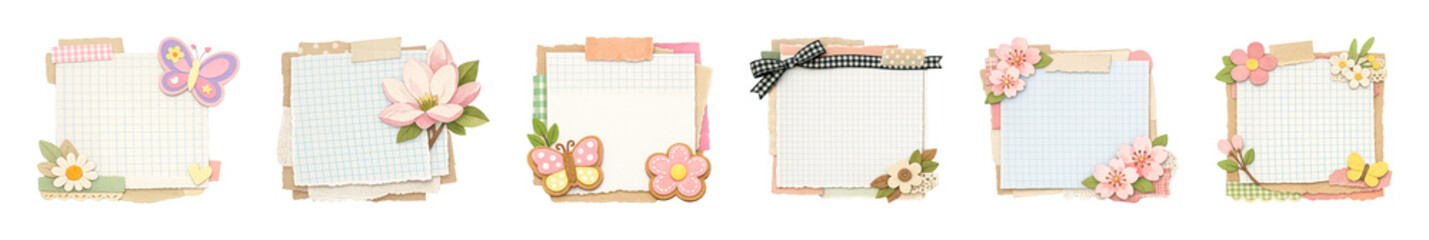 Fototapeta premium PNG Floral scrapbook frames collection on transparent background