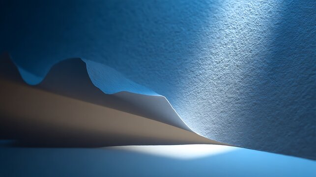 Abstract conceptual image showing a blue surface peeling away to reveal a bright light.