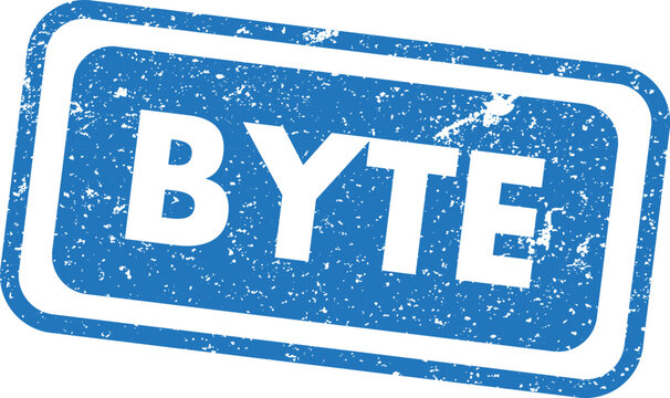 Distressed blue stamp with the word 'byte' technology concept for digital applications