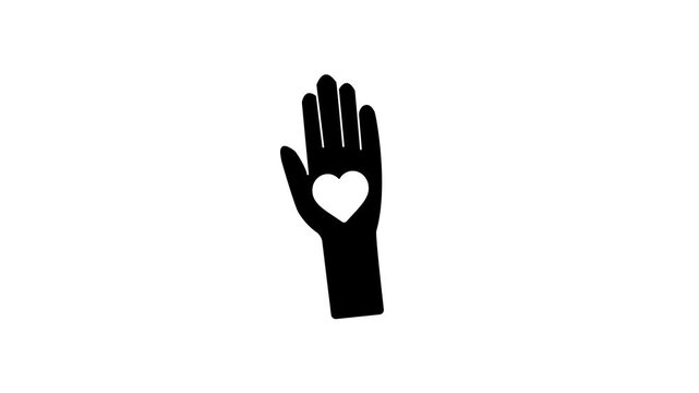 Animated hands holding hearts icon. Volunteerism movement icon animation.Raised hands volunteering icon animation.