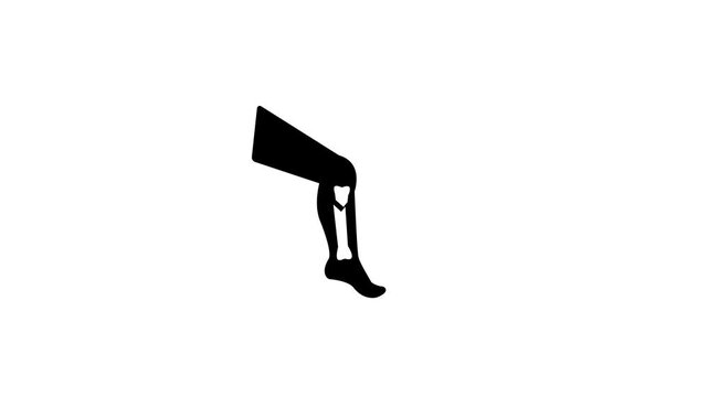 Animated by fracture of tibia,fibula bone icon.Bone break icon animation.