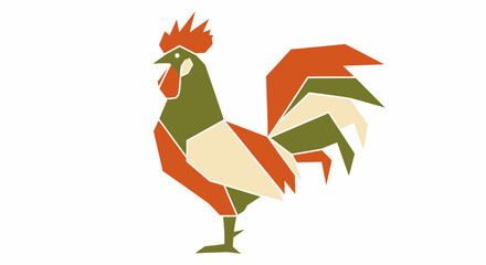 Geometric Rooster Vector Illustration © denisjack