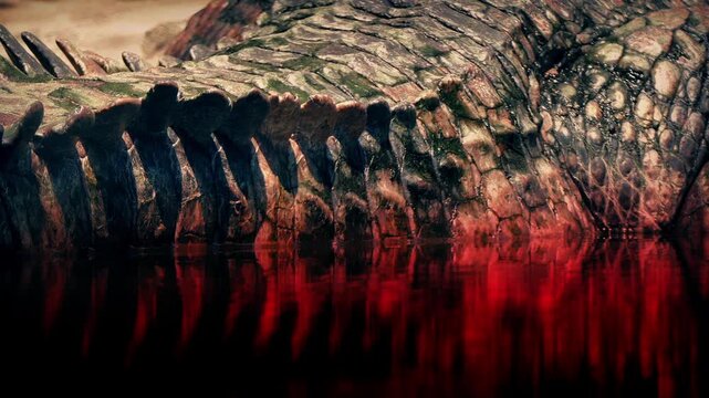 Crocodile In Red Bloody Water