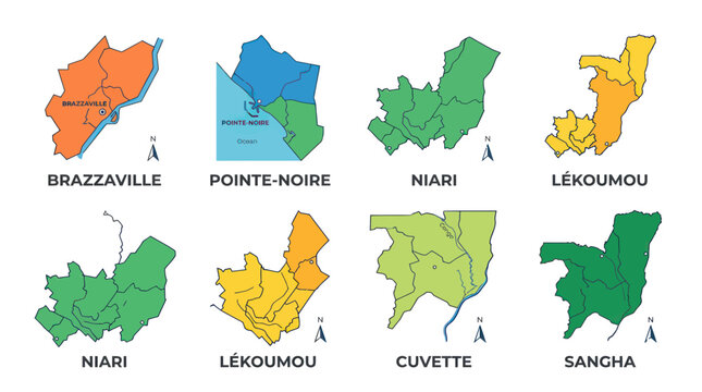 Republic of Congo Map: Administrative Divisions and Major Cities Illustrated