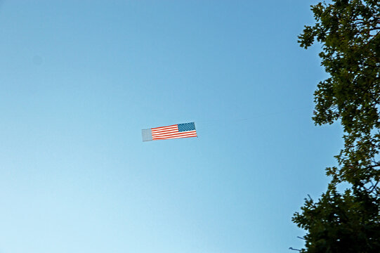 American flag high in the sky