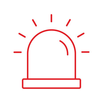 Eight important emergency alert siren icon in red colour indicating caution and danger.