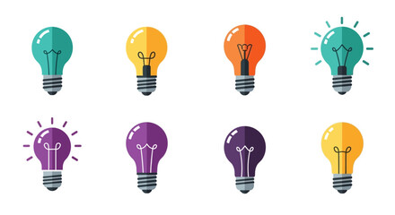 Naklejka premium Colorful Light Bulb Icon Set