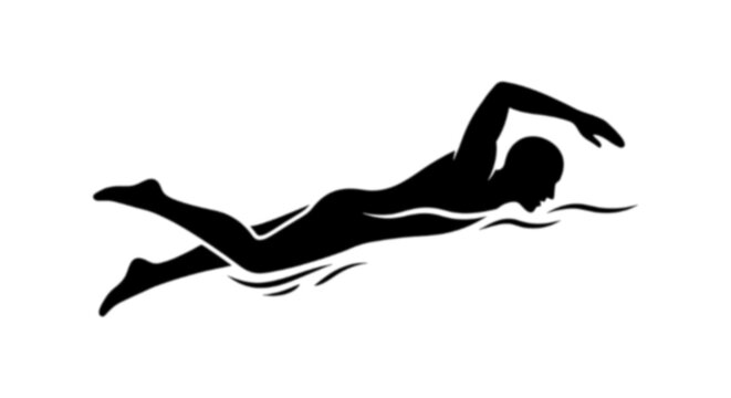 Black pictogram of a swimmer performing freestyle stroke