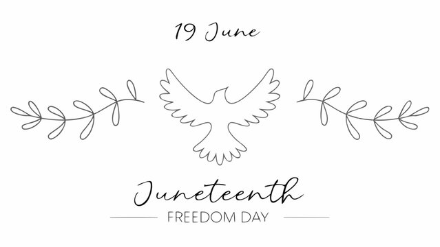 Juneteenth Freedom Day, June 19th, Black History, Line Art Dove, Laurel Branches