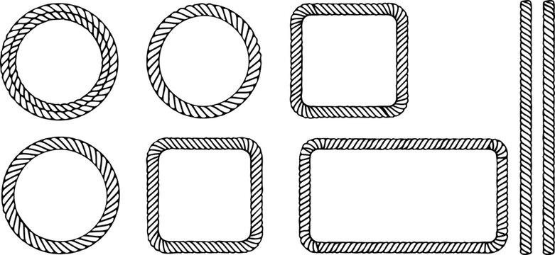 Geometric rope frames and borders vector with line art geometric rectangle decorative vector