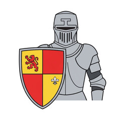 Knight in Armor Holding Shield. © john
