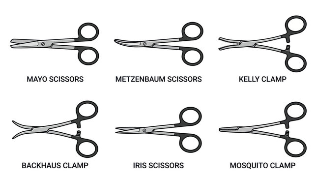 Medical Surgical Instruments: Scissors and Clamps Collection