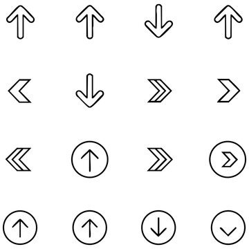 Circular and directional arrow icons with outline style