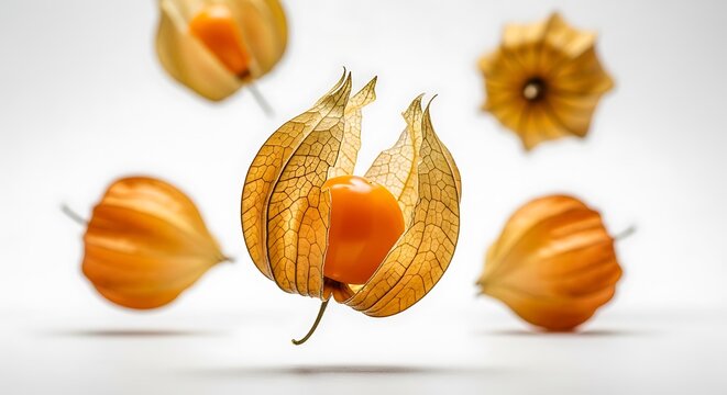 Cape gooseberries with husk fresh fruit still life studio lighting