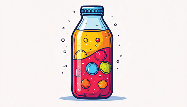 Colorful Cartoon Juice Bottle Illustration.
