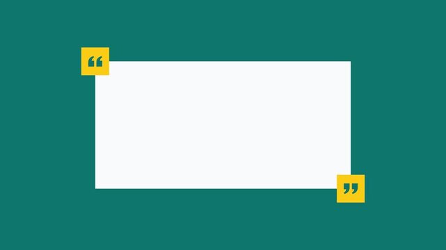 Quote box UI template with white rectangle and yellow icons expanding on teal background for social media testimonials