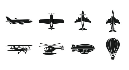 Collection Of Aircraft Silhouettes On A White Background © TaskinRahman