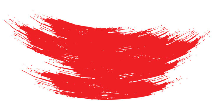 Vivid red brushstroke against a white backdrop presents an impactful visual. Dynamic and textured, this image showcases a single.