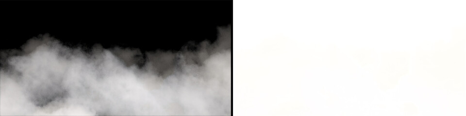 Obraz premium Smoke on isolated black background, effect of fog, mist, or smoke on transparent background, bottom view.