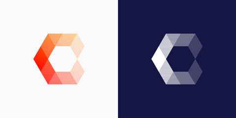 Geometric hexagon vector logo design with a modern, simple, clean, and abstract style. Icon for business, technology, and personal branding. © ahmad