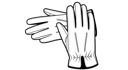 Obraz premium Minimalist Line Art Illustration of Pair of Leather Gloves