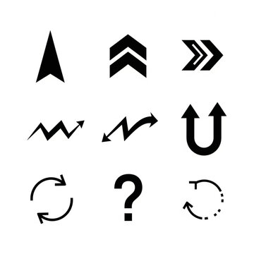 Set of assorted directional arrows and navigation icons vector illustration with u turn navigation direction collection pointers movement