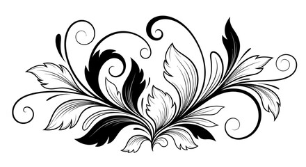 Elegant Black Floral Ornament Swirl Design © Arion