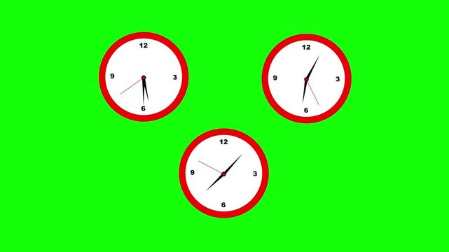 High quality 4K clocks footage on green screen background with fluid movement. The green elements are clearly separated for professional keying and video editing.