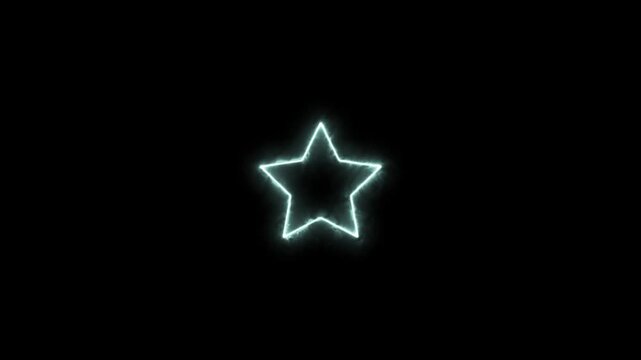 Neon Star icon animation.Animated by neon Star animation rotating and glowing against a dark background with futuristic digital.
