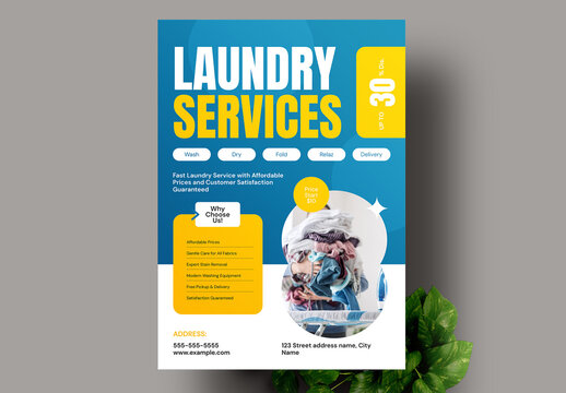 Modern Laundry Service Flyer Layout