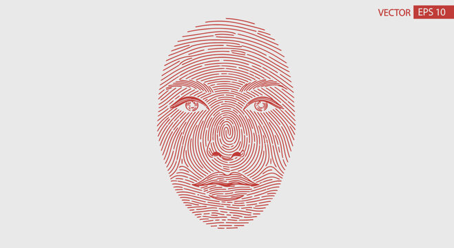 Human Face Portrait Formed by Fingerprint Lines